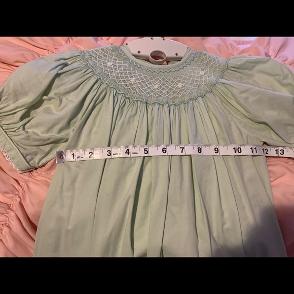 Strasburg green smocked dress size 3 years - Picture 4 of 8